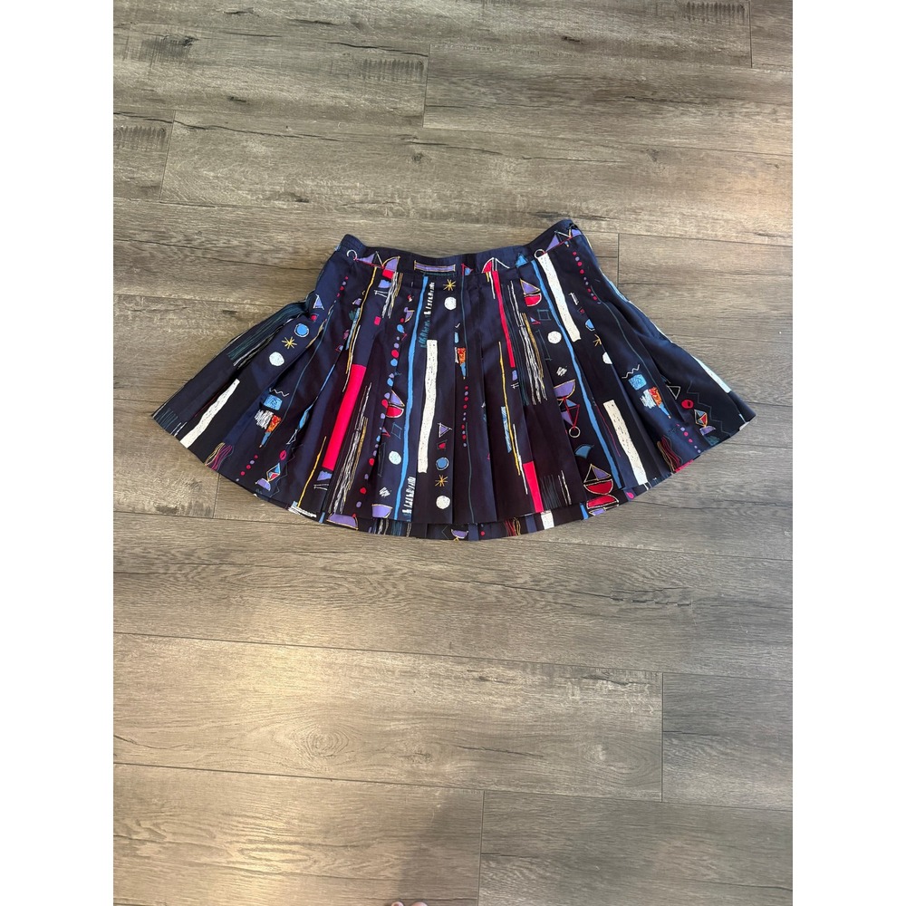 Prince SportsWear Vintage Pleated Tennis Skirt Navy Geometric Abstract Size 16